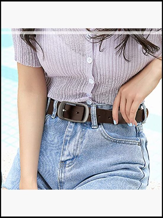 Genuine Cowhide Leather Belts with Pin Buckle, Adjustable Fit